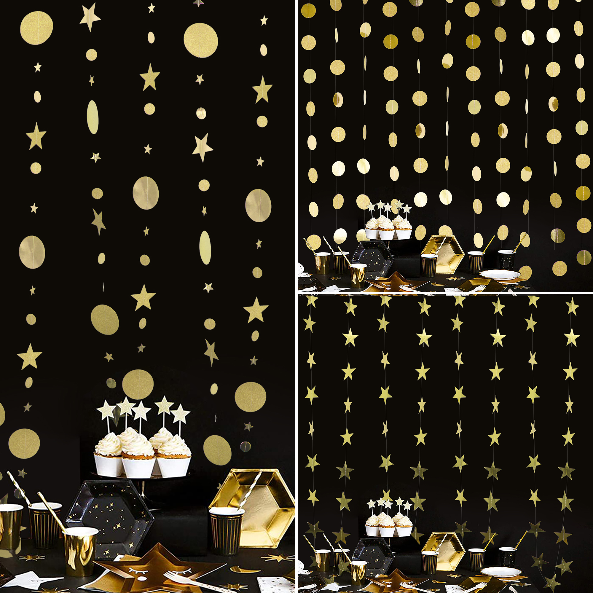 4M x 4PCS Paper Star Circle Garland