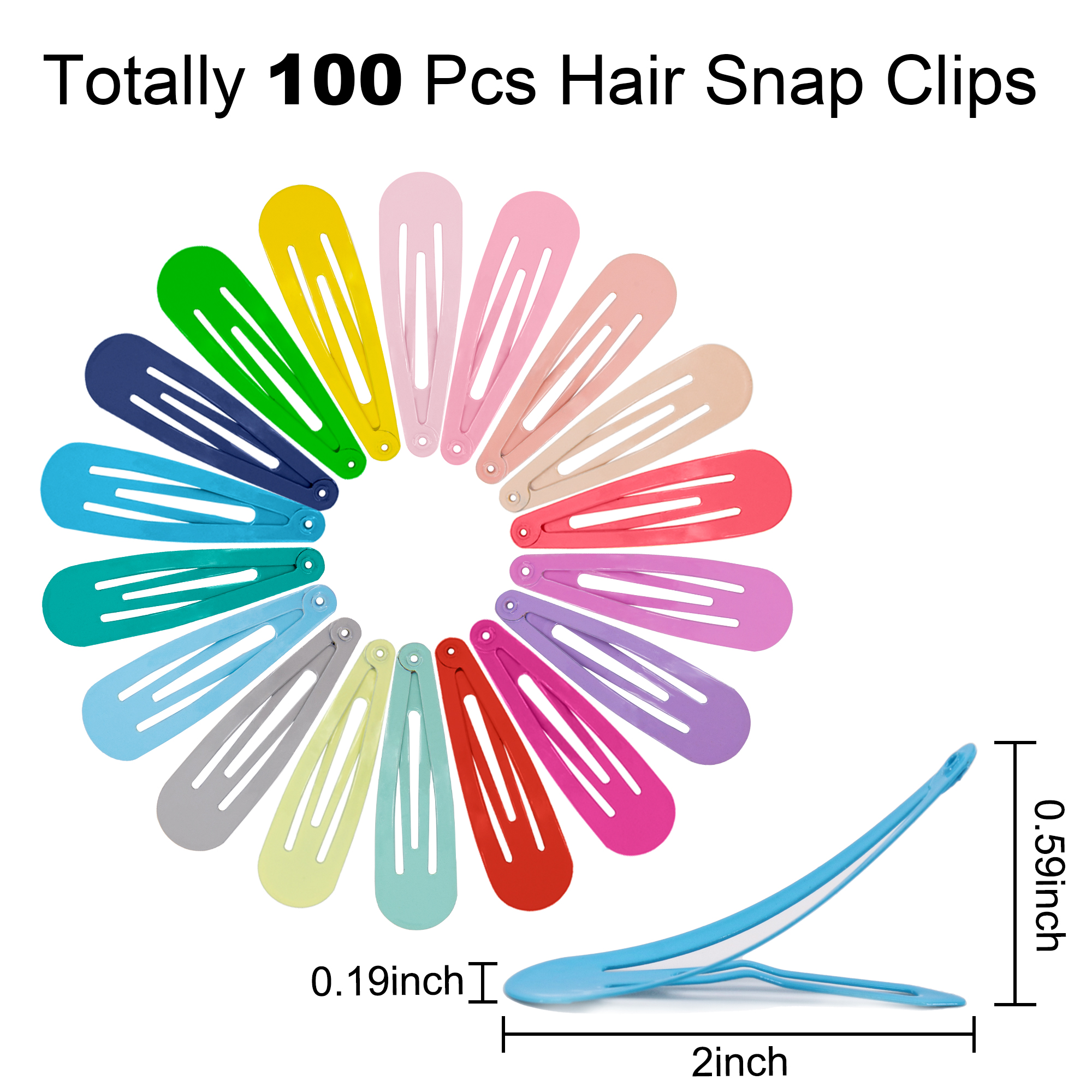 Pack of 100 Kids Hair Snap Clip