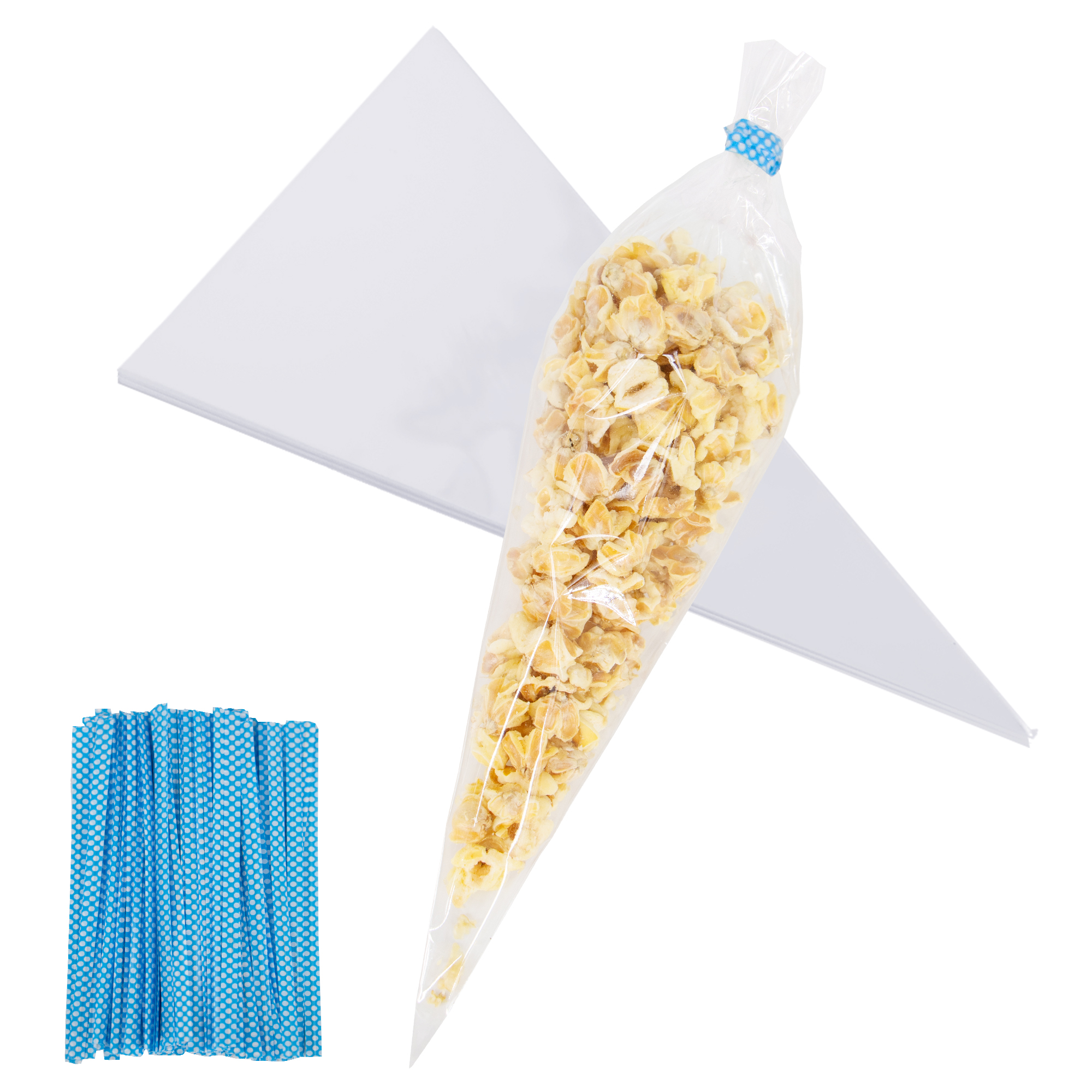 L Dot Clear Plastic Cone Bag with Twist Ties 