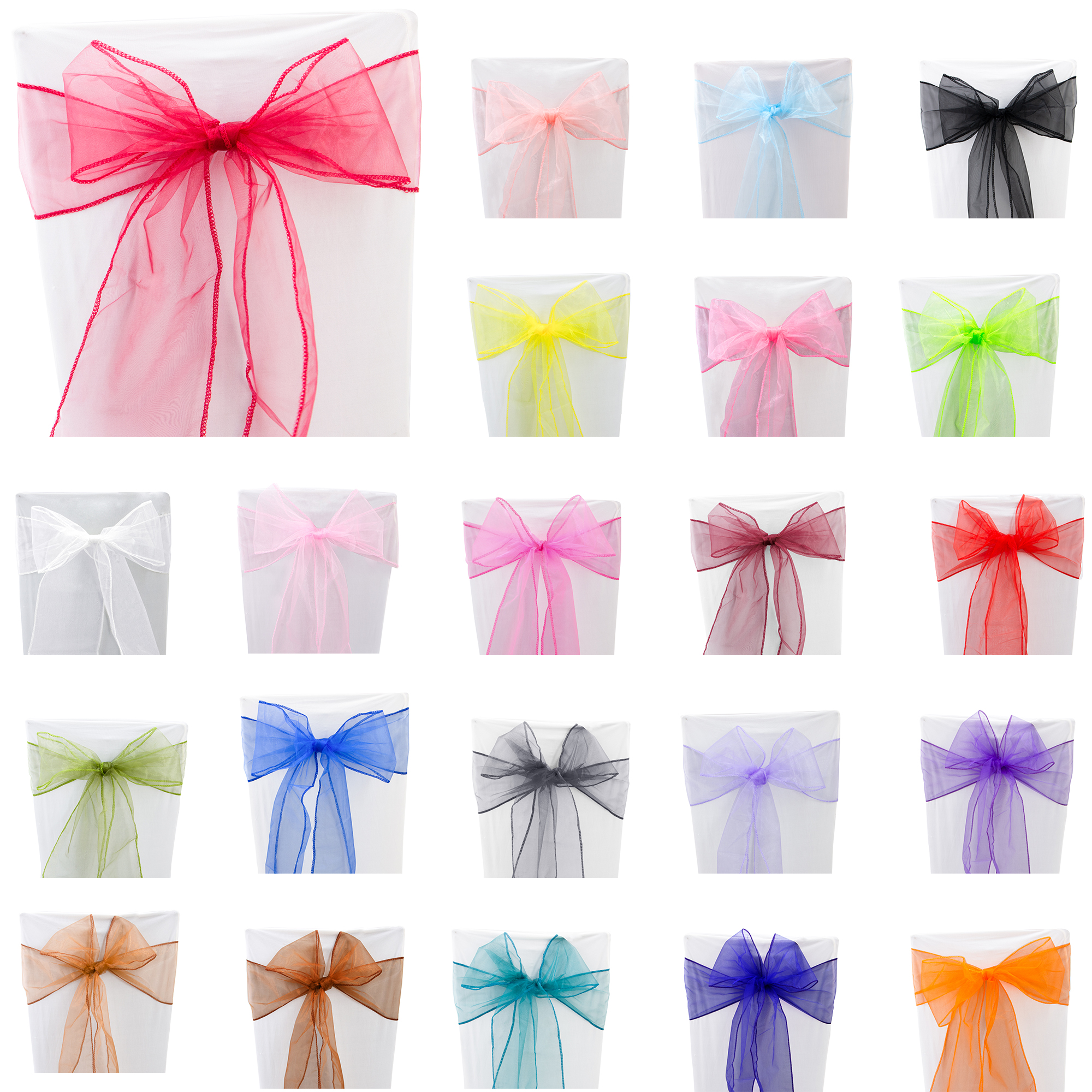 10-100PCS 17cm x 280cm Organza Chair Sash