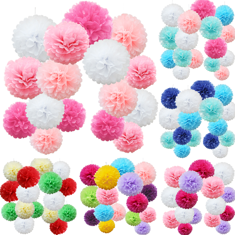 16Mix Tissue Paper Pompoms Wedding Decor Garden Party 