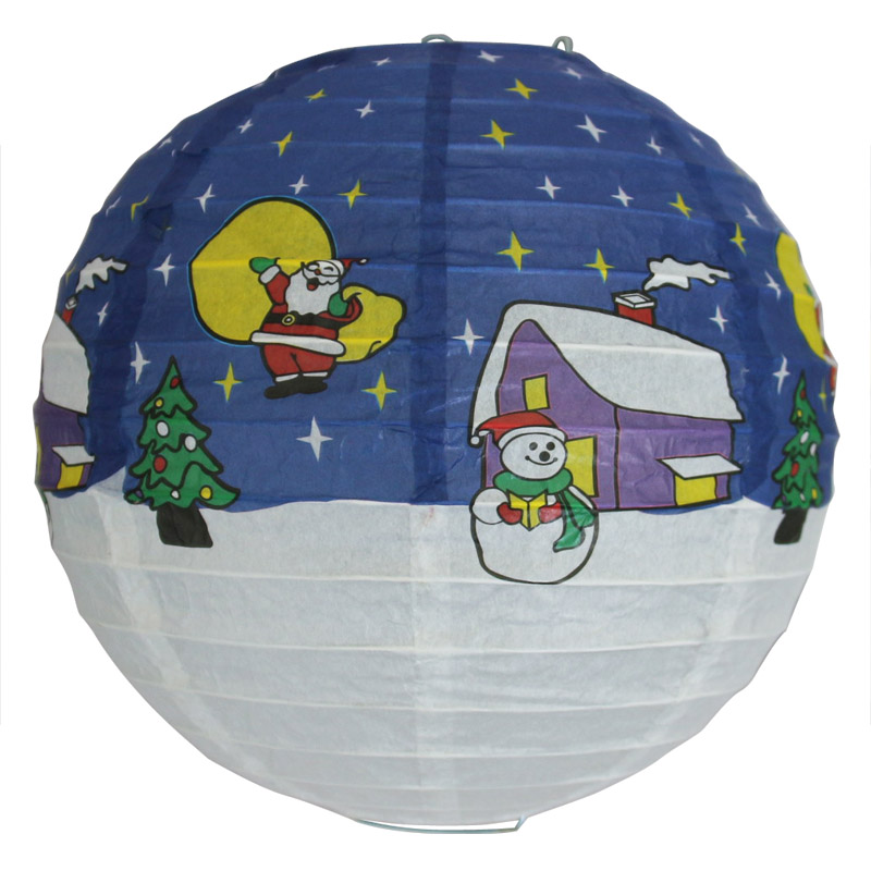 Pack of 5 20cm Round Paper Lantern Christmas Decoration