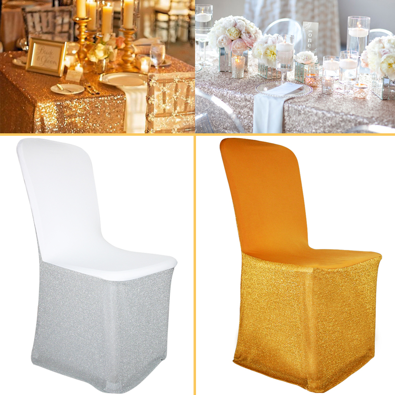 Pack of 100 Glitter Spandex Chair Covers Flat Front