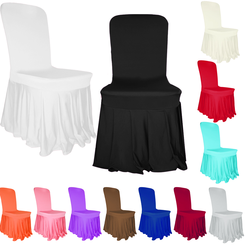 Pack of 10 Pleated Skirt Chair Cover Flat Front