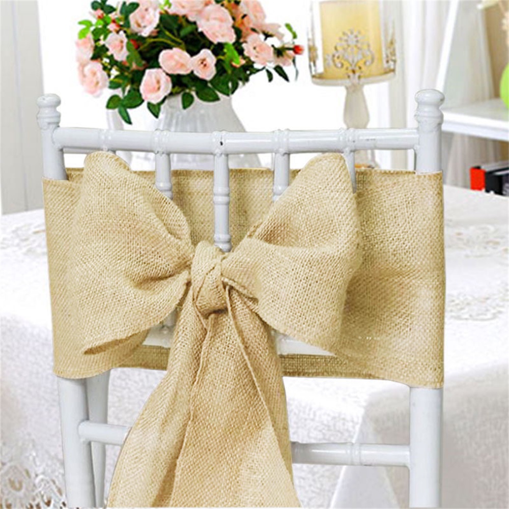 Pack of 10 240x17cm Hessian Chair Sashes Vintage Burlap