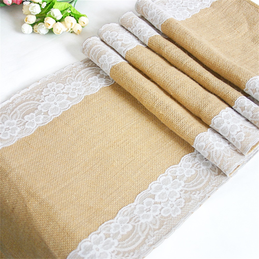 30x275cm Hessian Laced Burlap Table Runner