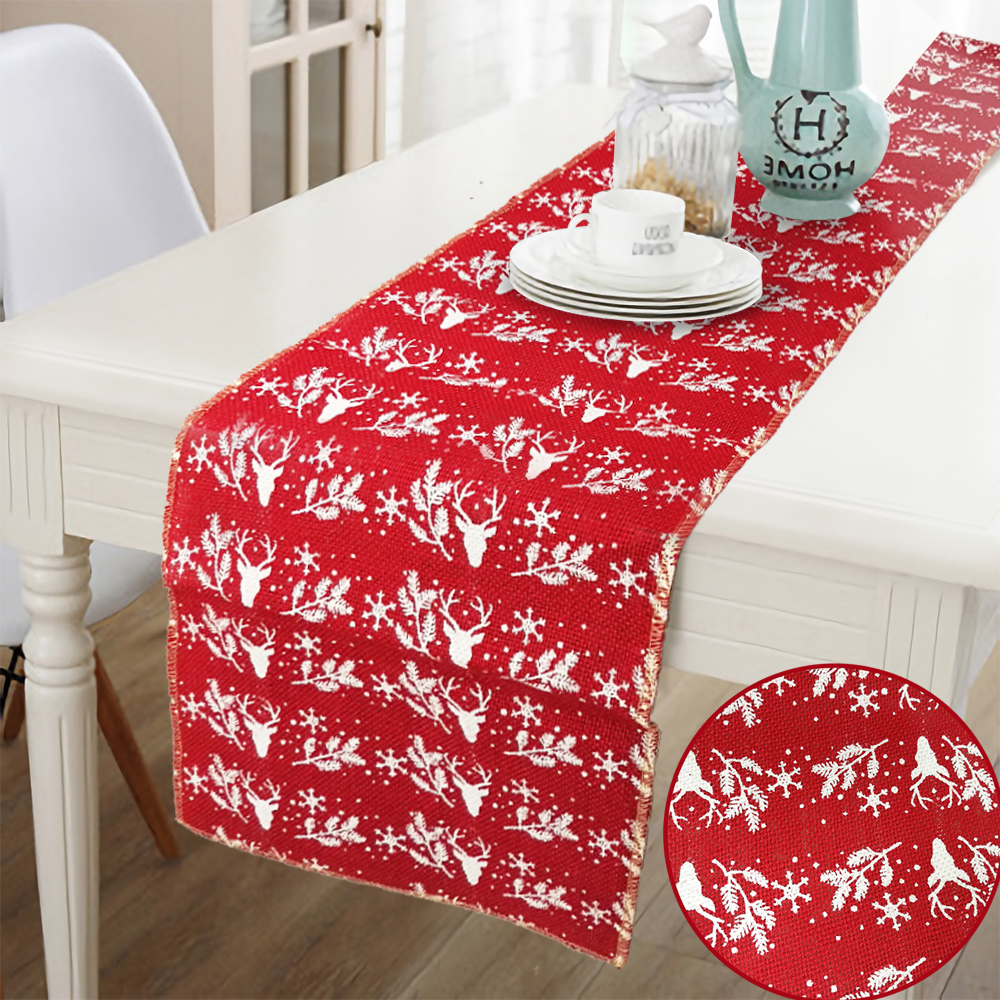 275x30cm Hessian Rustic Burlap Table Runners - XMAS Red