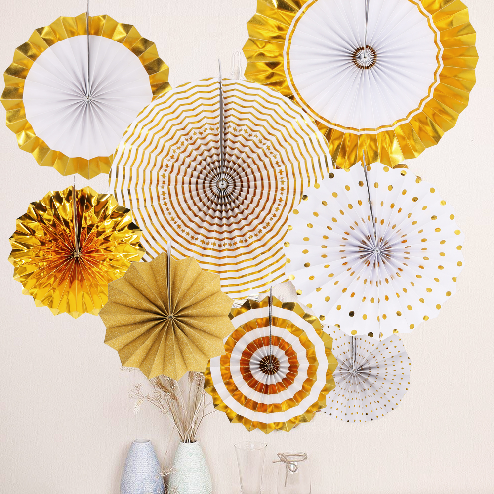 Pack of 8 Decorative Paper fan (40cm, 30cm, 25cm, 20cm)