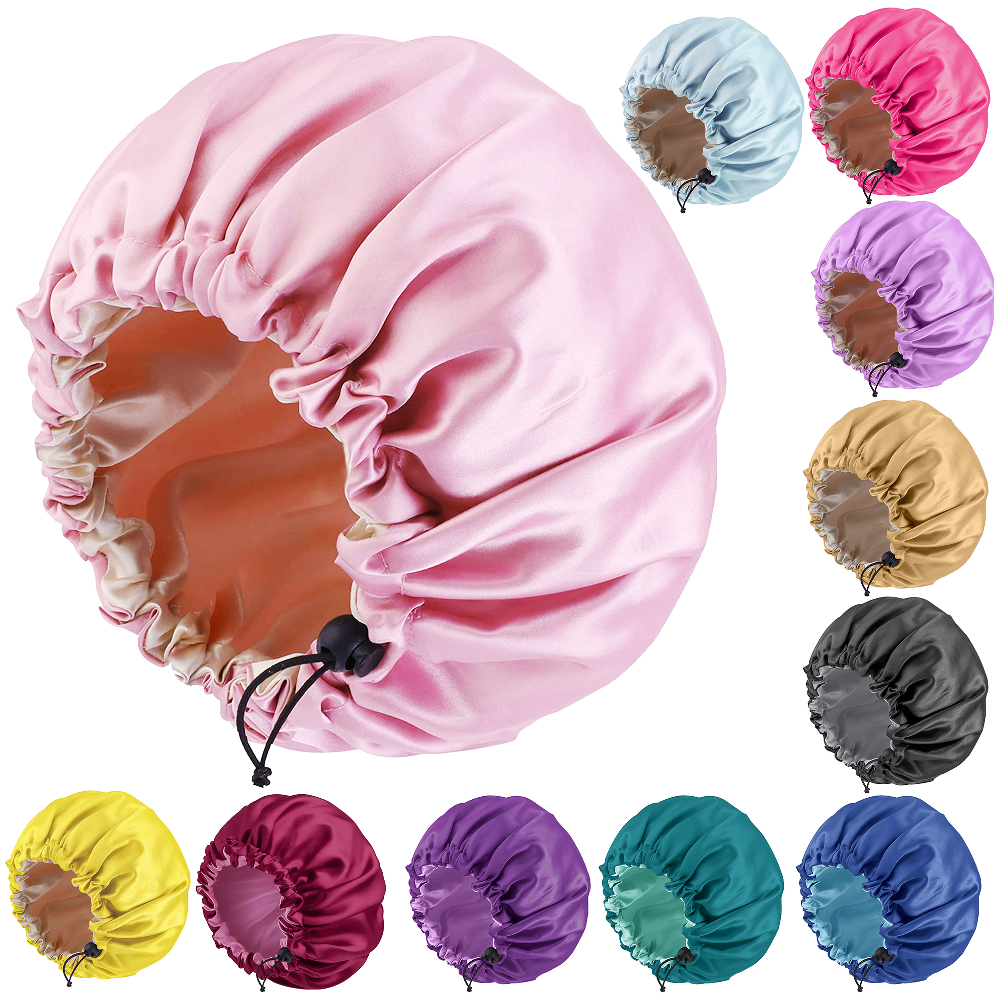 36cm 2PCS Colorful Satin Sleep Cap